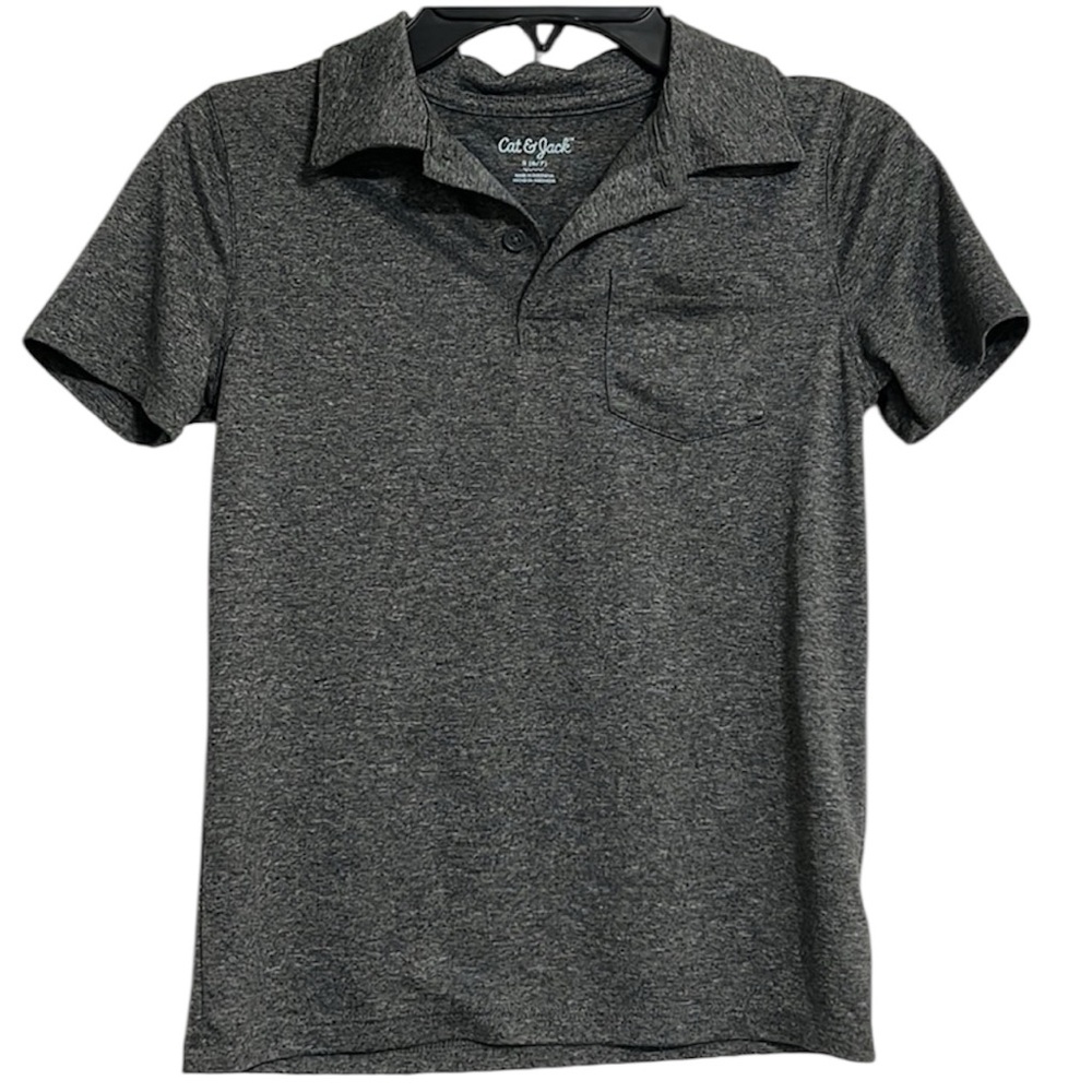 Cat & Jack Boys' Short Sleeve Polo Shirt - Heather Grey Size Small 6/7